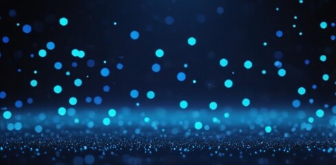 blue and yellow glow particle abstract bokeh background. - obrazy, fototapety, plakaty