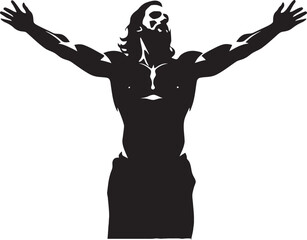 Heavenly Glory Vector Design of Muscular Jesus Redeemers Physique Muscular Jesus Emblem