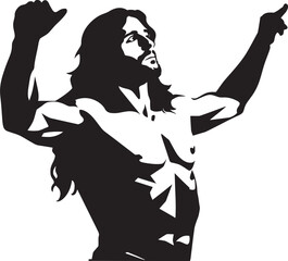 Resurrection Vigor Muscular Jesus Vector Logo Redeemers Sculpture Icon of Muscular Christ