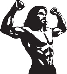 Saviors Vigor Vector Design of Muscular Christ Holy Form Resonance Jesus with Muscular Looks Logo