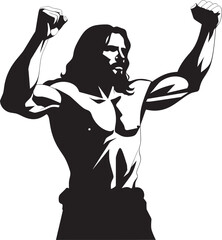 Resurrection Radiance Jesus in Muscular Glory Icon Heavenly Vigor Muscular Jesus Vector Logo