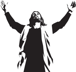 Fototapeta premium Divine Sculpture Vector Logo of Muscular Jesus Saviors Resilience Muscular Jesus Icon Design