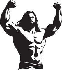 Resurrection Resilience Muscular Jesus Emblem Heavenly Sculpt Muscular Jesus Vector Logo
