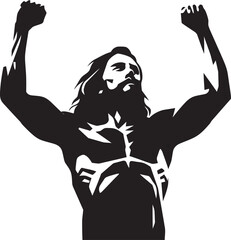 Saviors Radiance Vector Design of Muscular Jesus Resurrection Strength Muscular Jesus Icon Design