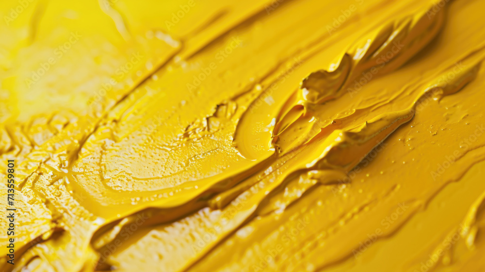 Aufkleber a close-up view of yellow paint on a table. this image can be used for various creative projects and