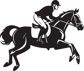 Fototapeta premium Whirlwind Winners Jockey and Horse Logo Design Precision Pace Prowess Equestrian Vector Icon
