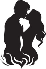 Amorous Whispers Loving Couple Icon Design Tender Unity Vector Kiss Emblem
