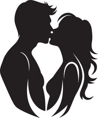 Sweet Connection Vector Emblem of Intimate Kiss Enchanting Bond Kissing Couple Icon