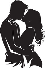 Enchanted Affection Loving Couple Logo Passionate Symphony Vector Design of Tender Kiss