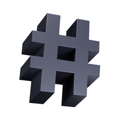 a hash symbol on a white background, hashtags, logo for a social network, no gradients, not isometric, 3 d icon for mobile game