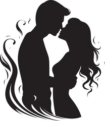 Enchanting Bond Kissing Couple Icon Harmony of Hearts Love Symbol in Vector Logo