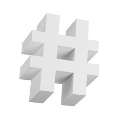 Fototapeta na wymiar a hash symbol on a white background, hashtags, logo for a social network, no gradients, not isometric, 3 d icon for mobile game