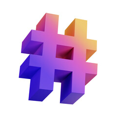 Obraz premium a hash symbol on a white background, hashtags, logo for a social network, no gradients, not isometric, 3 d icon for mobile game