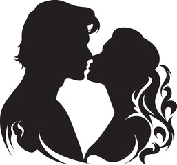 Devotion Duet Vector Design of Passionate Kiss Passionate Promises Emblem of Kissing Couple