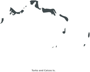 Map of Turks and Caicos Is., the Caribbean. This elegant black vector map is ideal for use in graphic design, educational projects, and media, adaptable to various settings and resolutions.