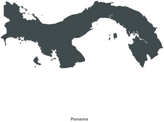 Map of Panama, Central America. This elegant black vector map is ideal for use in graphic design, educational projects, and media, adaptable to various settings and resolutions.
