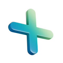 3D blue-green gradient plus sign, isometric design, minimalistic style, floating in white background, smooth and soft edges, vibrant colors, modern and clean aesthetic
