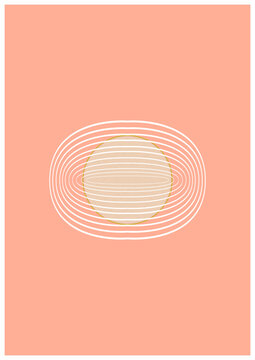 Minimalist design poster illustration. Simple lines and shapes in Bauhaus, BOHO, Minimalism style. Vectorized illustration for poster, banner, print, wall. Fashion art poster.