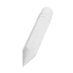 3d icon. white pencil, minimalist design, isolated, clean background, sharp details, 3D rendering, soft shadows, modern aesthetic, simple object, digital illustration.

