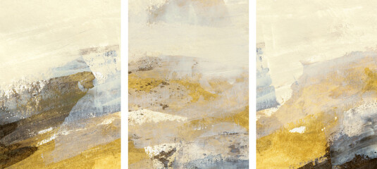 Three abstract paintings. Acrylic on cardboard. Versatile artistic image for creative design projects: posters, cards, banners, magazines, prints, wallpapers. Modern artist-made art.