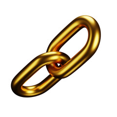 3d icon. a close up of a red link with a red ring, large chain