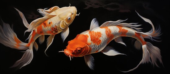 Butterfly koi fish in solid background