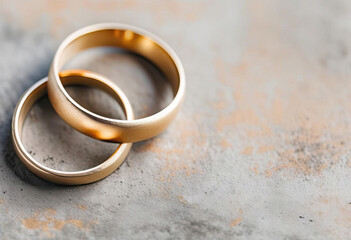 Obraz na płótnie Canvas Gold wedding rings with copy space