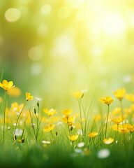 field of daisies and sun, Flowers on sunny beautiful nature spring background, flower, daisy, nature, spring, field, summer, meadow, grass, chamomile, camomile, plant, flowers, blossom, yellow, white,