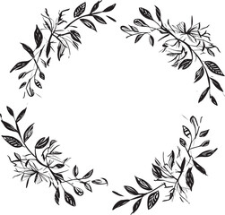 Vow Verdancy Leaf Wedding Doodle Wreath Emblem Whispers of Love Doodle Wreath Vector Logo