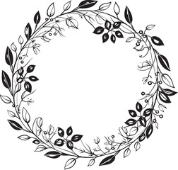 Botanical Betrothal Wedding Logo in Doodle Style Enchanted Unity Whimsical Doodle Wreath Vector Icon