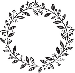 Everlasting Greens Vector Icon for Doodle Wreath Wedding Whimsical Wreath of Love Leafy Doodle Wedding Emblem