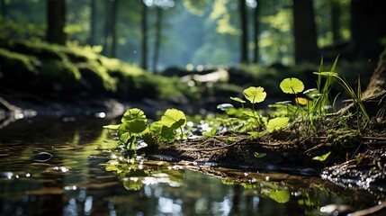 A river flowing through a forest. Created with Generative AI