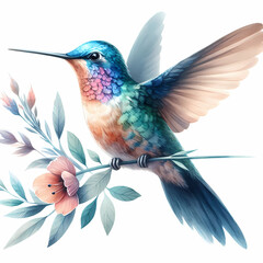 Fototapeta premium watercolor hummingbird clipart 
