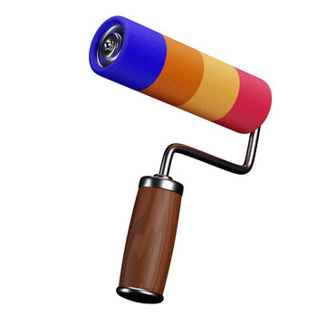 a colorful paint roller on a white background, 3 d render of jerma 9 8 5, colorful picture, high quality product photo, multi colored, rainbow colored