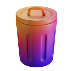 3d dynamic icon. a metal trash can with an orange lid, trash can, garbage wheel bin, trash barrels, garbage, metal lid, octane photoreal 3 d render