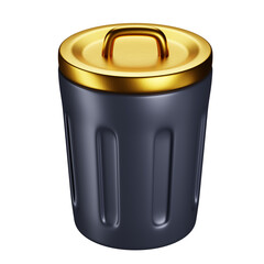 3d dynamic icon. a metal trash can with an orange lid, trash can, garbage wheel bin, trash barrels, garbage, metal lid, octane photoreal 3 d render