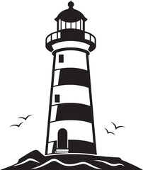 Coastal Watch Sentinel Lighthouse Logo in Vector Seafaring Illumination Nautical Logo Design