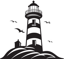 Nautical Illumination Crest Vector Lighthouse Emblem Harbor Guardian Radiance Coastal Lighthouse Logo Design