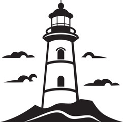 Maritime Guardian Tower Nautical Lighthouse Icon Seafarers Illumination Vector Logo of Lighthouse