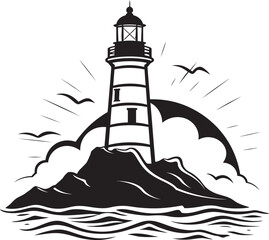 Coastal Illuminance Vector Icon for Lighthouse Design Nautical Beacon Elegance Lighthouse Emblem