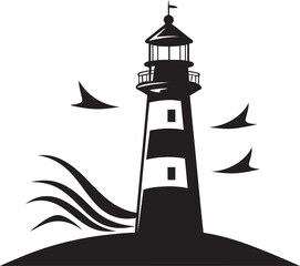 Nautical Illumination Crest Vector Lighthouse Emblem Harbor Guardian Radiance Coastal Lighthouse Logo Design