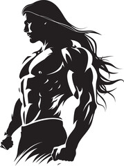 Dynamic Mane Mastery Muscular Vector Icon Strength in Strands Long Haired Fitness Symbol