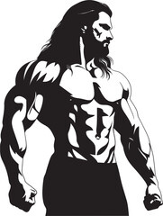 Power in Mane Muscular Vector Logo Flowing Fortitude Iconic Symbol of Fitness Power
