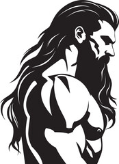 Dynamic Locks of Power Vector Bodybuilder Symbol Fit Follicle Force Long Haired Muscleman Logo
