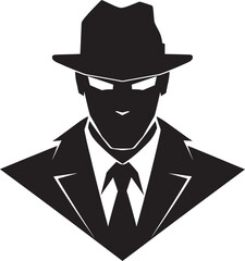 Syndicate Sovereignty Mafia Logo Emblem Elegant Enforcer Insignia Suit and Hat Vector Symbol