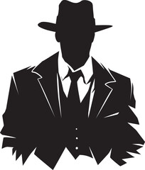Crime Syndicate Signature Suit and Hat Logo Design Mobster Majesty Mafia Emblem in Vector