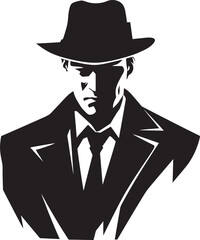 Organized Crime Elegance Suit and Hat Symbol Mobster Monarchy Mafia Suit and Hat Logo