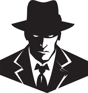 Nocturnal Nobility Mafia Crest in Vector Criminal Elegance Suit and Hat Logo Emblem