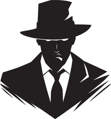 Sleek Syndicate Suit and Hat Logo Design Regal Rogues Vector Icon for Mafia Elegance