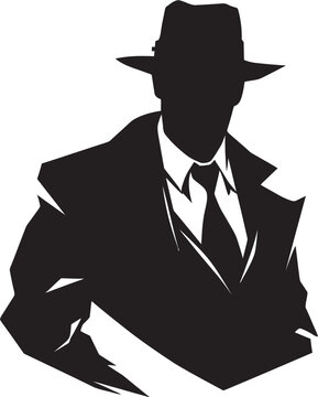 Bespoke Brotherhood Suit and Hat Vector Icon Velvet Vendetta Mafia Emblem in Vector